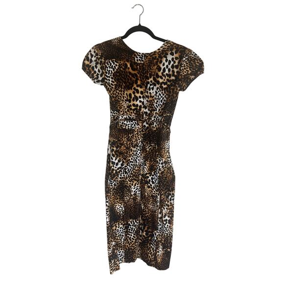 Stop Staring! Women's S Leopard Print Wiggle Dress Cap Sleeve Retro Pin-Up - Picture 6 of 12